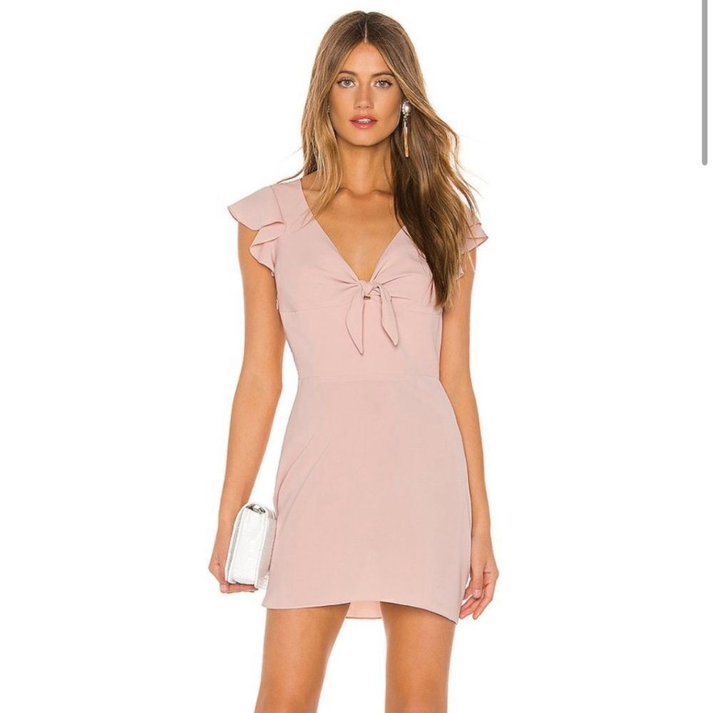 Amanda Uprichard Blush Pink Mini Dress with Tie Front